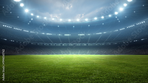 Football stadium at night. An imaginary stadium is modelled and rendered.