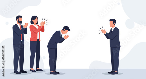 Business team applauding and bowing in appreciation, teamwork and respect concept