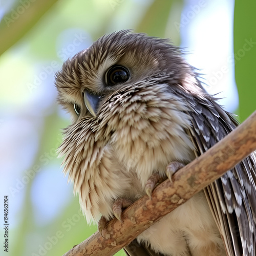 The Tawny Frogmouth (Podargus strigoides).