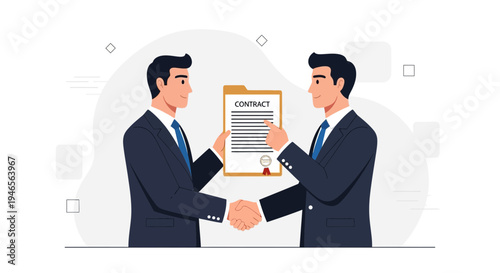 Businessmen shaking hands over a contract, agreement, partnership, deal, success