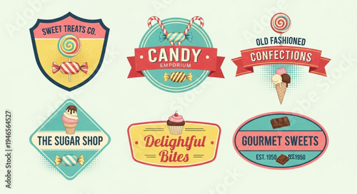 Vintage Candy Shop Logos and Labels Collection.