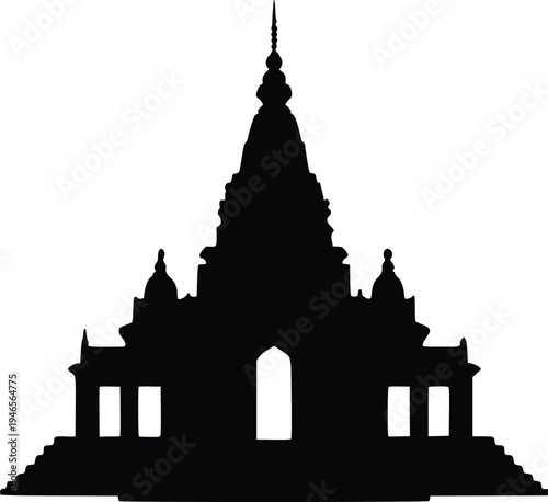 An ancient European cathedral stands as a black silhouette against a sunset sky, defining the historic city skyline with its towering architecture and ornate religious dome