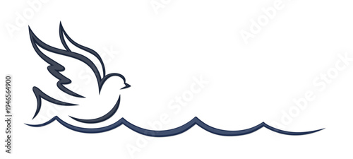 The symbol of a bird flying over wave.
