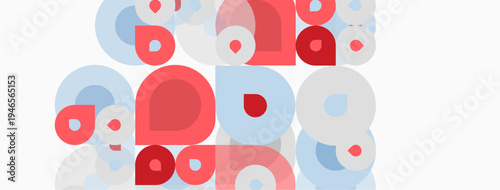 Abstract pattern features overlapping circles. Pink, light blue, white hues create playful visual texture. Simple geometric shapes dominate composition.