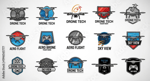 Collection of Drone Technology Logos and Icons.