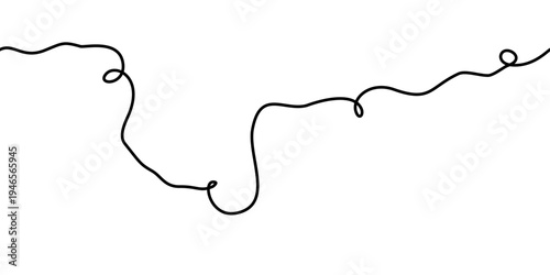 Playful seamless cable squiggle line illustration, wavy black loop drawing. This seamless cable squiggle line looks fresh.