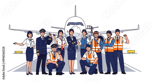 Airline Crew and Maintenance Team.