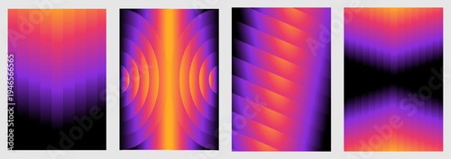 Vector illustration collection - trendy abstract creative minimalist prints and compositions with bright gradient colors - design templates for social media posts and stories, posters and banners