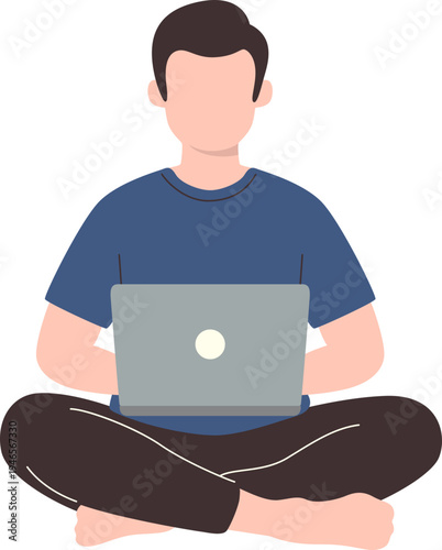 Man Working on Laptop Illustration