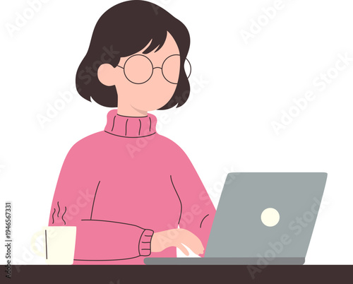 Woman Working on Laptop