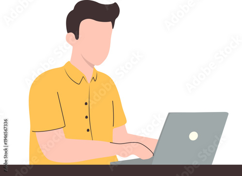 Man Working on Laptop Illustration