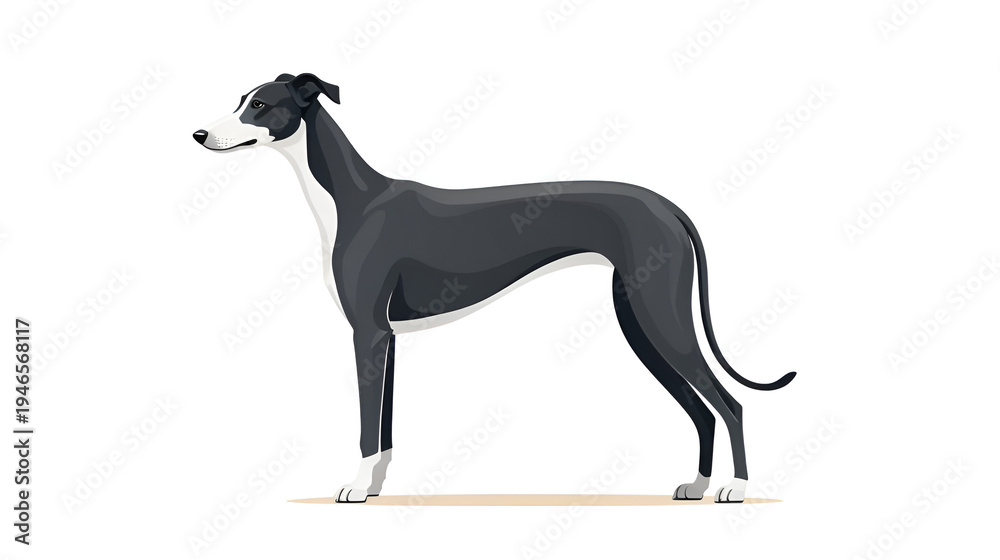 Fototapeta premium Greyhound Dog Flat Icon Isolated On White Background