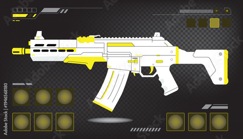 Futuristic Rifle Sci-Fi Weapon Holographic HUD Display Cyberpunk Technology