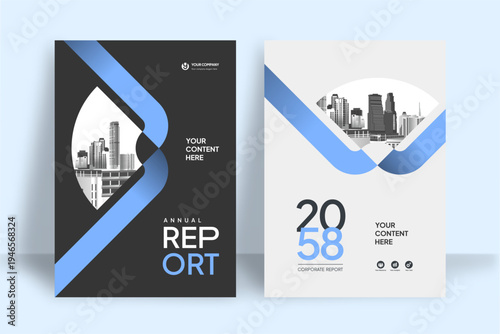 Business Report Cover Template – Blue Geometric Layout (A4)