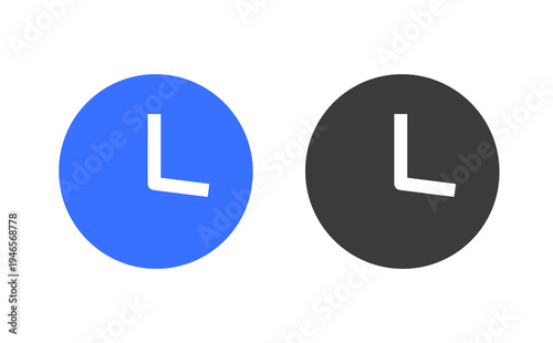 Clock timer icon, watch time alarm sign symbol minimal simple pictogram graphic set blue black, stopwatch countdown ui interface element clip art 
