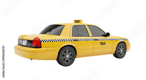 Yellow Taxi Cab with Checkerboard Stripe