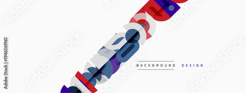 Abstract geometric shapes overlap, creating dynamic visual effect. White background emphasizes colorful design elements. Modern, stylish composition.