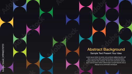 Modern vector background featuring dark rounded pillars and vibrant geometric accents. Perfect for 16:9 banners, website, cover page, corporate presentations, and creative projects.