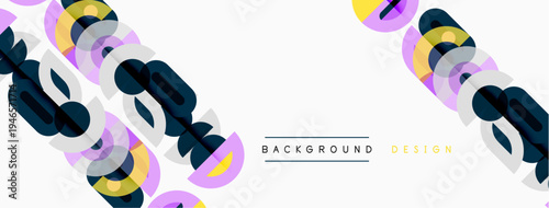 Abstract colorful shapes overlap, creating dynamic background. Text reads background design centered below pattern. Minimalist aesthetic.