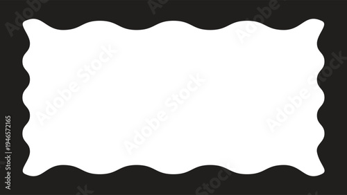 Scalloped label frame silhouette. Decorative vintage border vector element