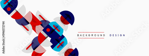 Abstract geometric shapes, vibrant colors, modern design. Clean white background provides contrast, dynamic composition.