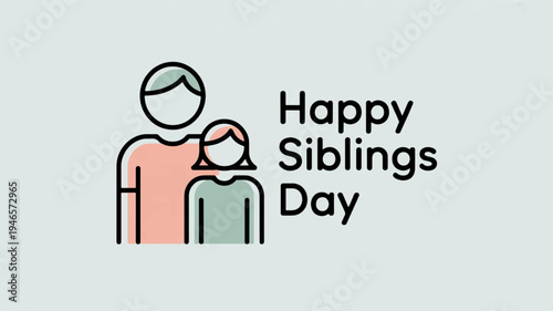 Happy siblings day social media graphic with two people
