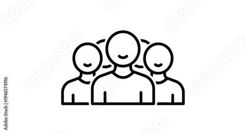 Group of three people icon simple line art illustration.