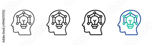 Mental Ability Icon Collection Different Style Outline