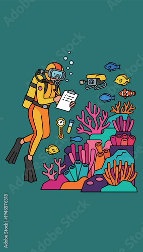 Marine Biologist Studying Coral Reef