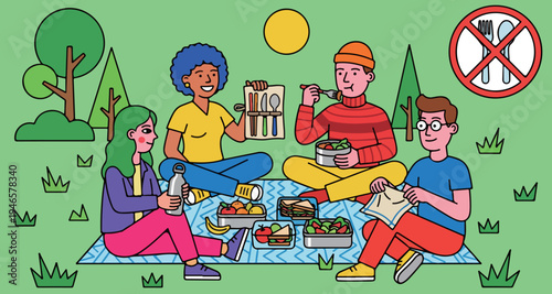 Friends Enjoying a Picnic in the Park