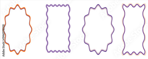 retro wavy pattern frame set scalloped ellipse,eps.10