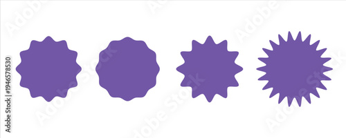 Circle sticker set. Wavy edge promo black badges. Star burst shape tags for price. Starburst speech bubbles. Starburst, black price sticker sunburst icons. eps10