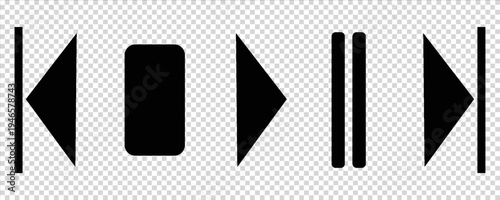  Play and pause buttons - vector icon illustration design. Video Audio Player. Player Button set icon symbol – vector. Play and pause vector button black icons isolated on transparent . EPS 10 .