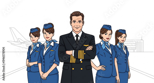 Airline Crew Team Flight Attendants.