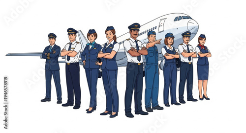 Airline Crew Standing United Front.