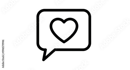 Heart symbol inside a speech bubble icon.