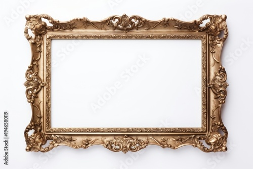 Rectangle frame vintage mirror photo white background.