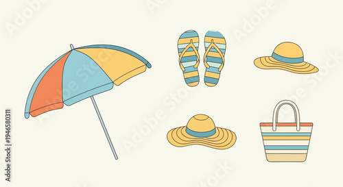 Colorful beach accessories on display.