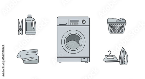 Washing machine with laundry supplies.