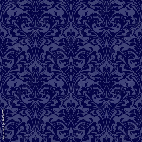 Intricate baroque wallpaper pattern with vintage damask florals and decorative symmetrical motifs