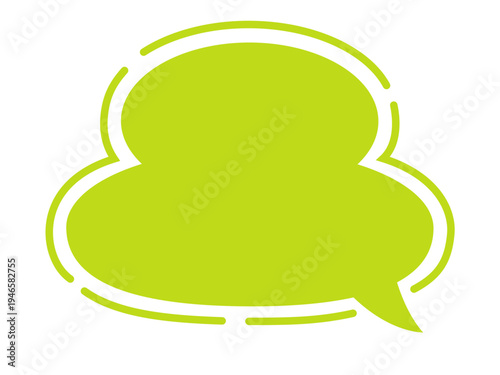 Minimal green speech bubble doodle vector sticker, flat cartoon message box, blank chat box element, frame border, banner