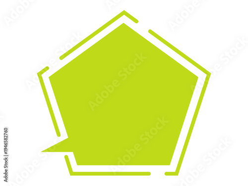 Minimal green speech bubble doodle vector sticker, flat cartoon message box, blank chat box element, frame border, banner