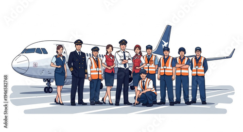 Airline Crew Stand By Aircraft.