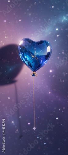 heart-shaped blue crystal balloon