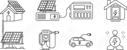 Illustration of solar energy system components and their applications