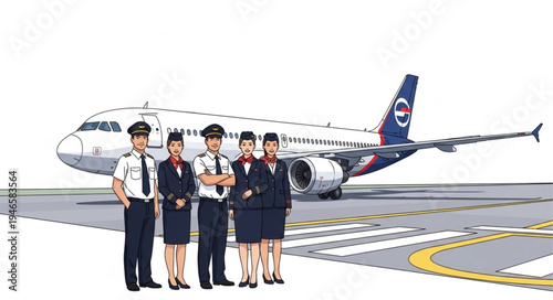 Airline Crew Stand on Tarmac.