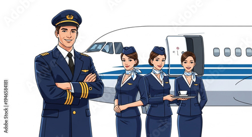 Airline Crew Standing in Front.