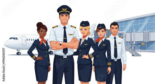 Airline Crew Standing Together.
