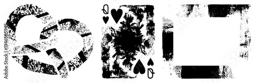 Queen of playing card, vintage card design, distressed texture, poker card, casino symbol, card game, figure.