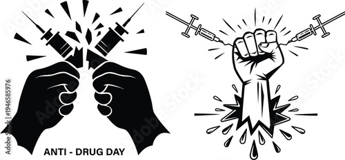 International Anti Drug Day Awareness Vector Illustration